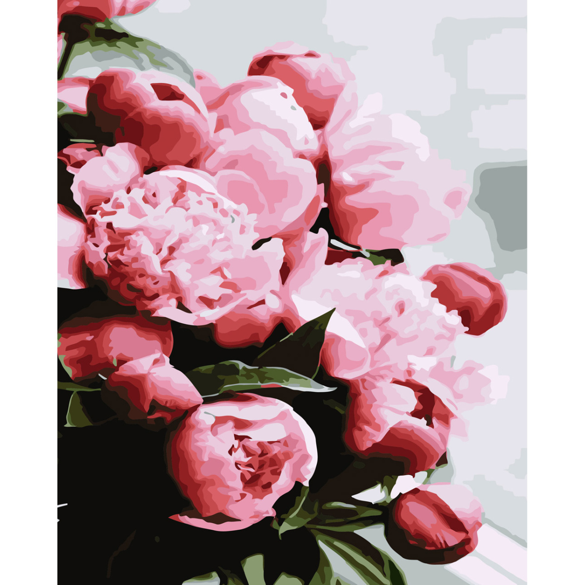 Paint by numbers Strateg PREMIUM Magic peonies with varnish and level size 30х40 sm (SS-6505)