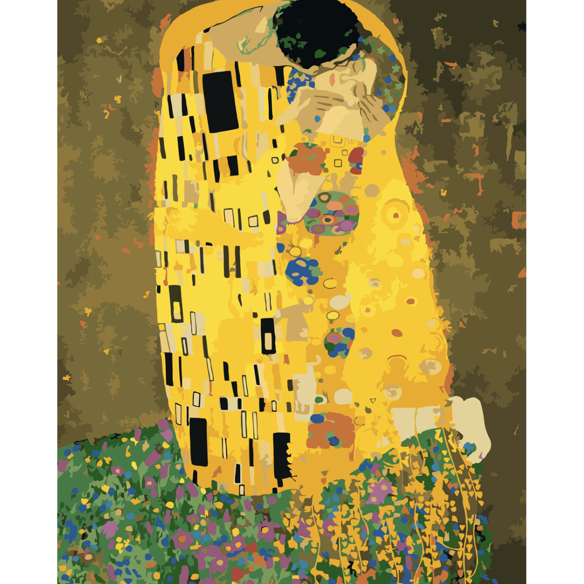 Картина за номерами Strateg ПРЕМІУМ Густав Клімт Поцілунок з лаком та рівнем розміром 30х40 см (SS-6519)