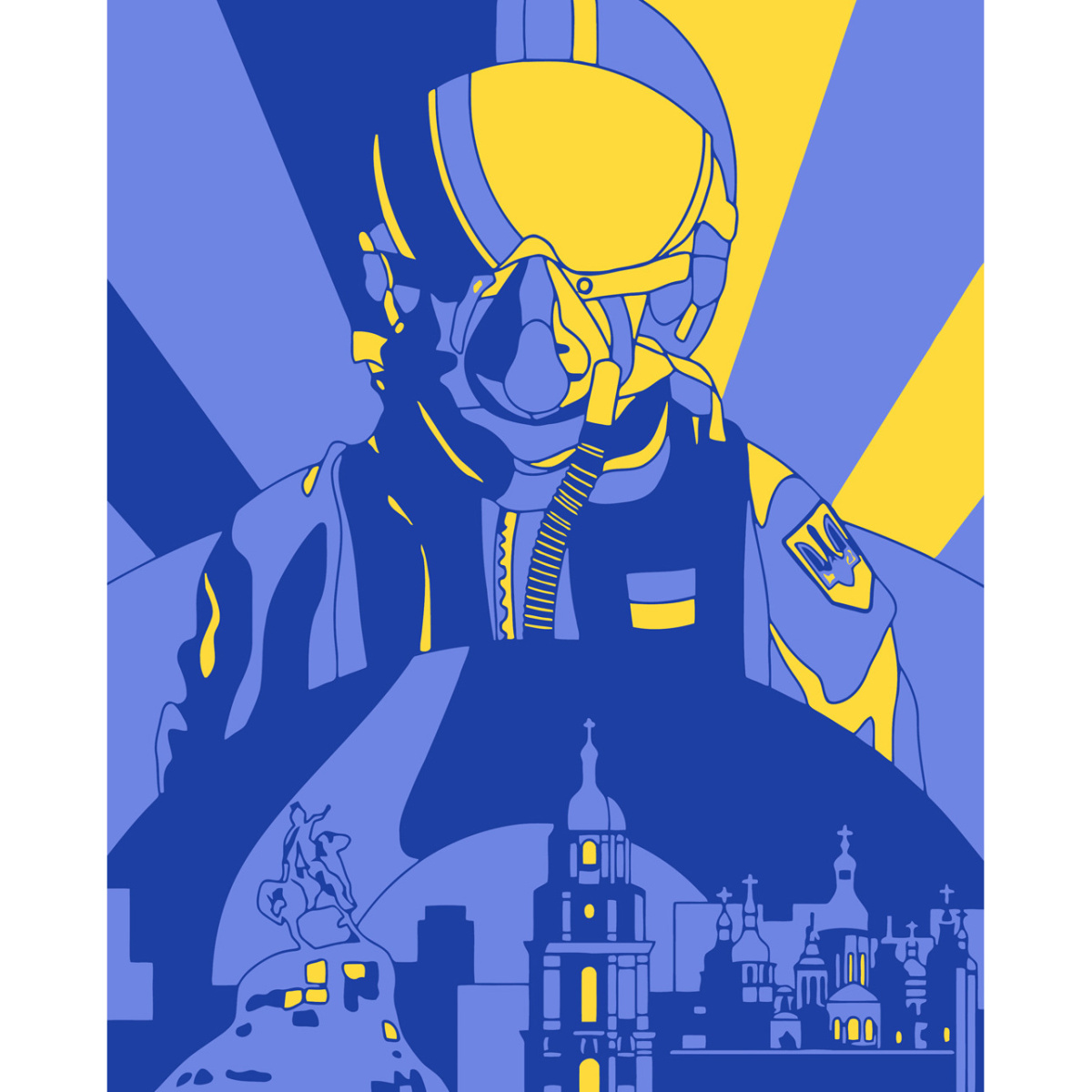 Картина по номерам Strateg ПРЕМИУМ Призрак Киева с лаком 30х40 см (SS-6564)