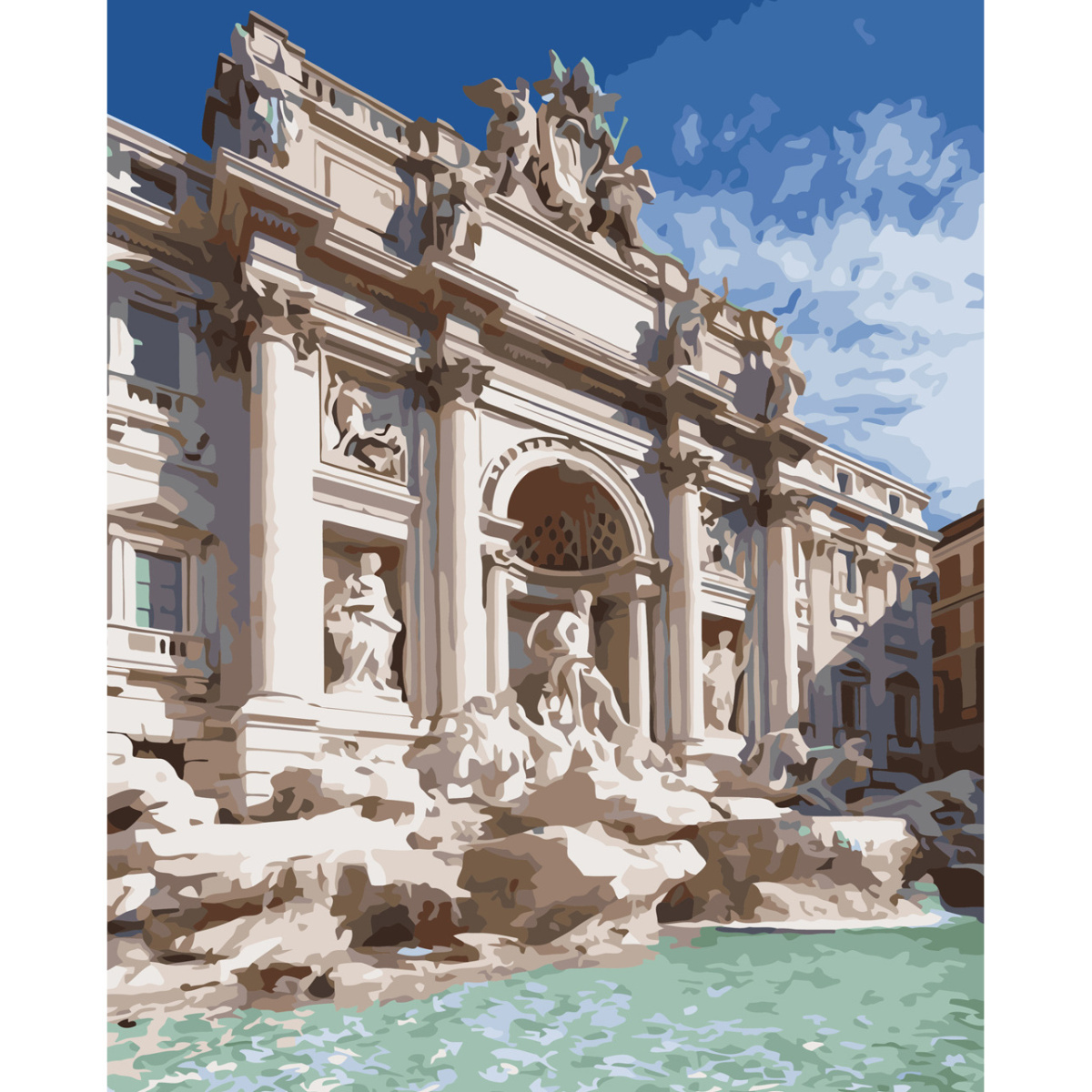 Paint by number Strateg PREMIUM Trevi Fountain with varnish and level 30x40 cm (SS-6605)