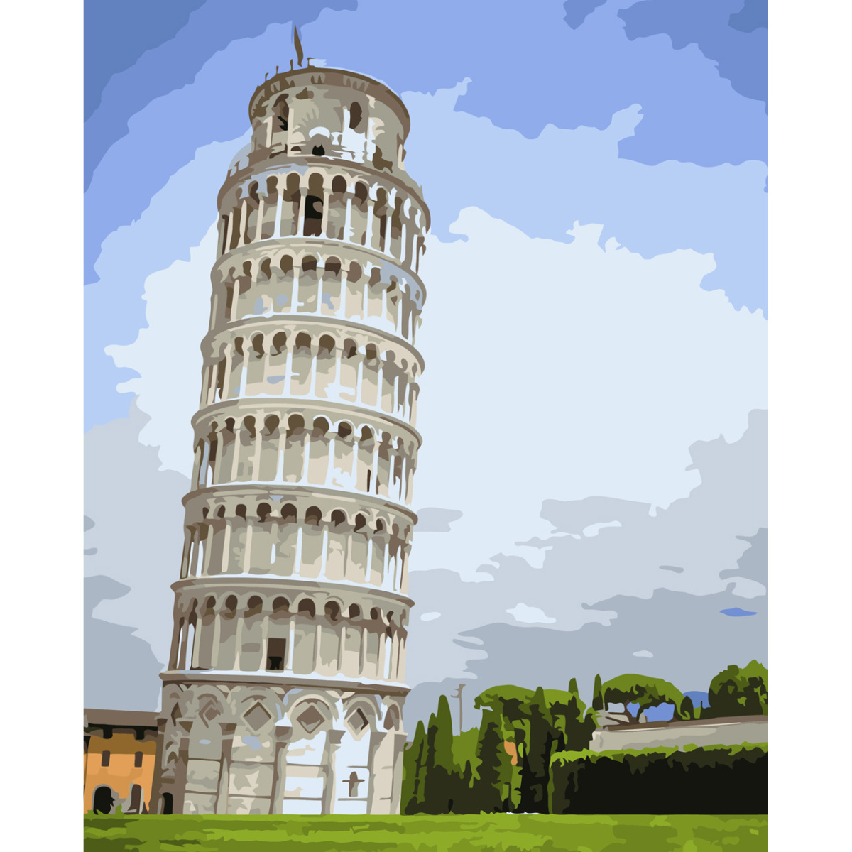 Paint by number Strateg PREMIUM Tower of Pisa with lacquer and level 30x40 cm (SS-6608)