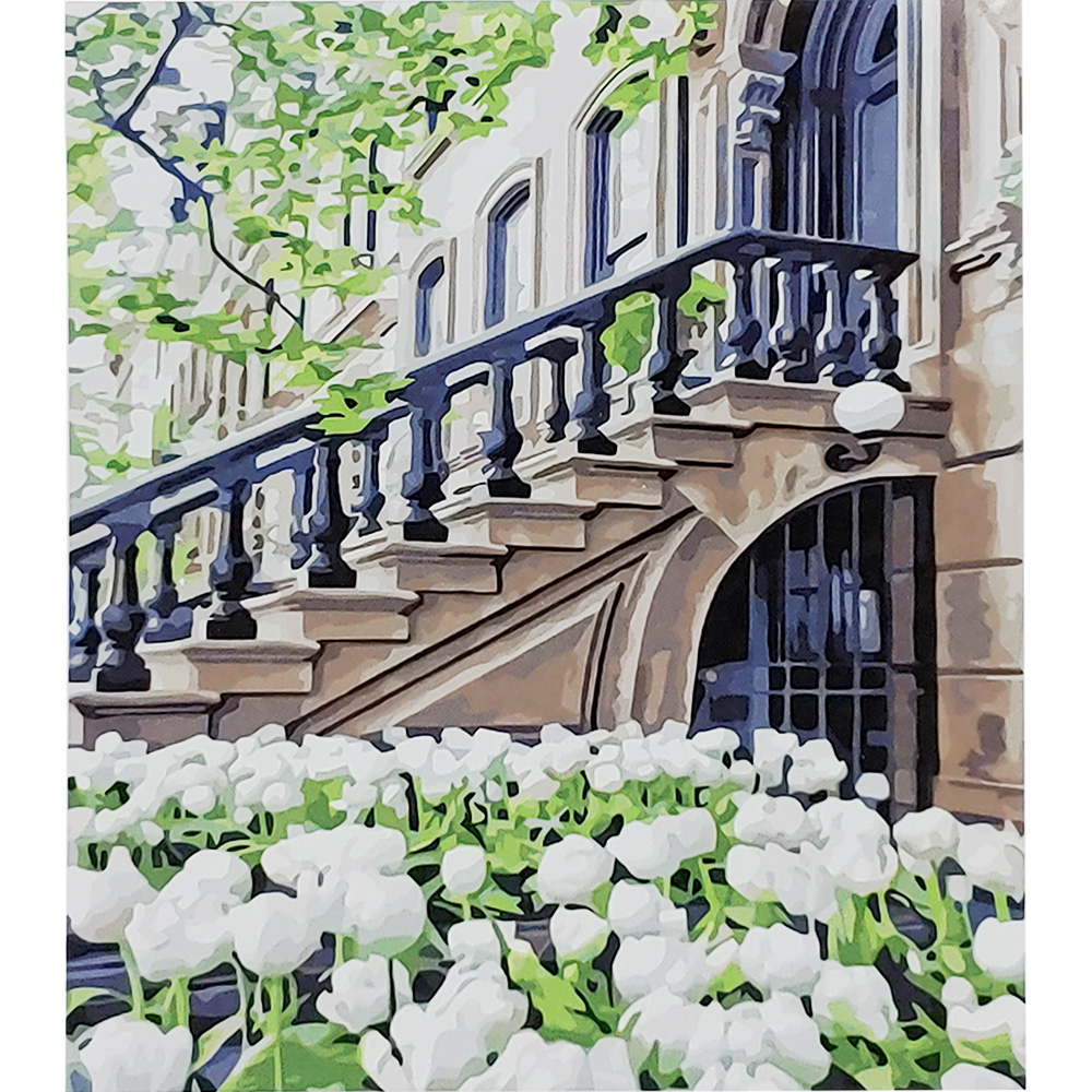 Картина за номерами Strateg ПРЕМІУМ Білі тюльпани з лаком та рівнем розміром 30х40 см (SS-6614)