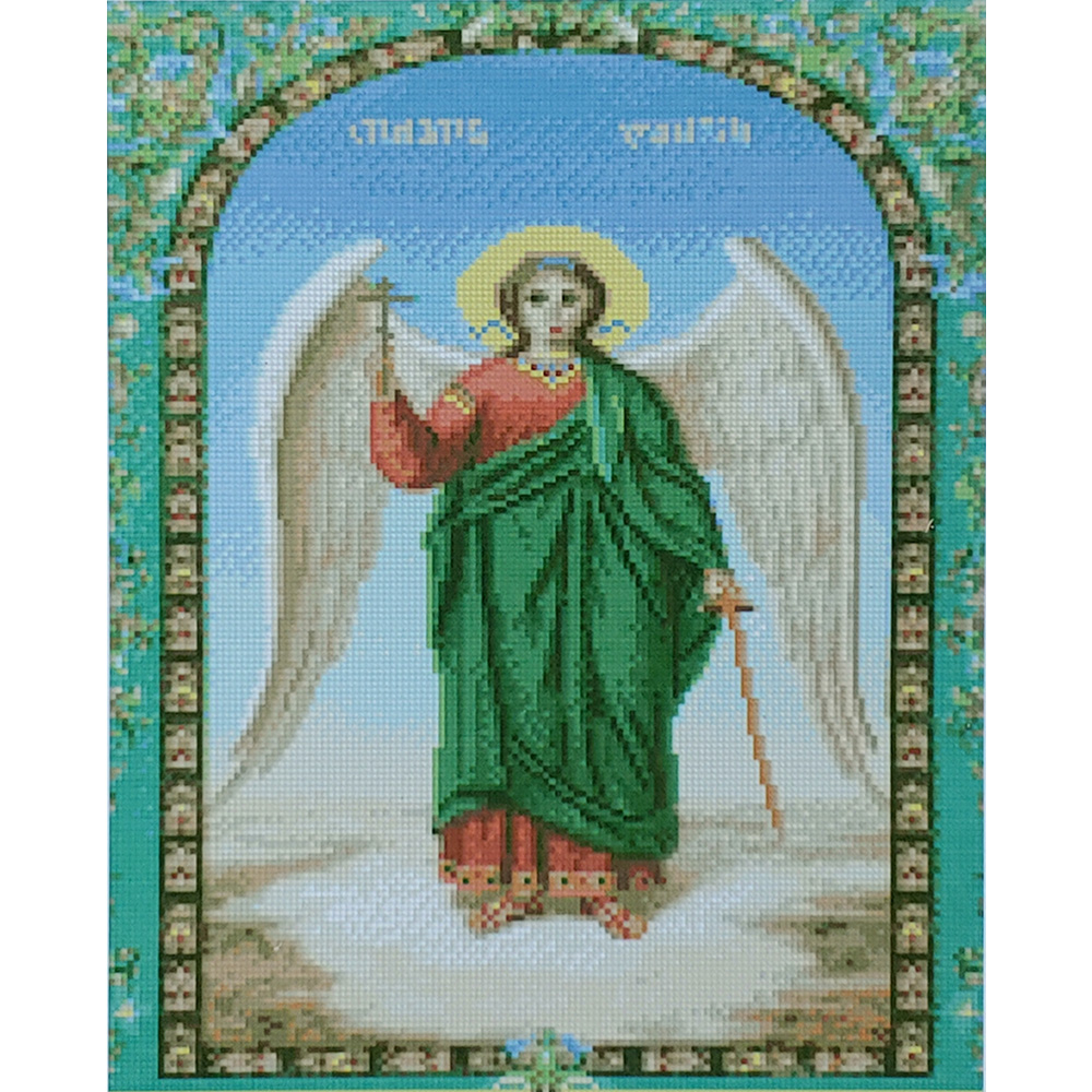 Алмазна мозаїка Strateg ПРЕМІУМ Ікона Ангел Охоронець розміром 40х50 см (D0004)