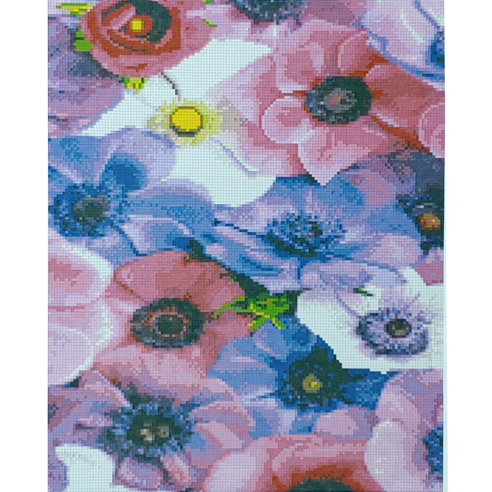 Алмазна мозаїка Strateg ПРЕМІУМ Кольорові квіти розміром 40х50 см (D0061)