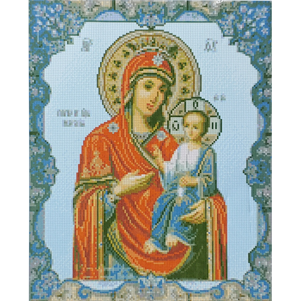 Алмазна мозаїка Strateg ПРЕМІУМ Ікона Казанської Божої Матері розміром 40х50 см (D0005)