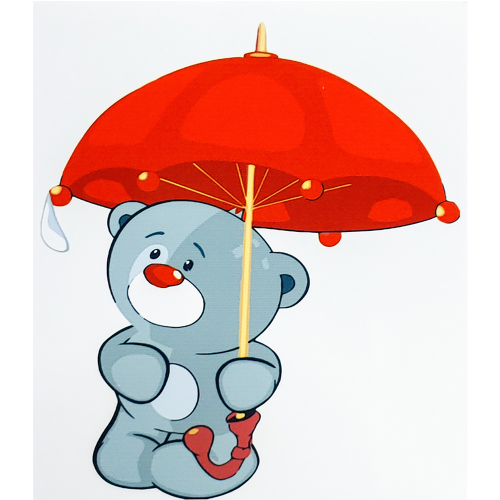 Картина за номерами Strateg ПРЕМІУМ Ведмедик під парасолькою розміром 30х40 см (SS6659)