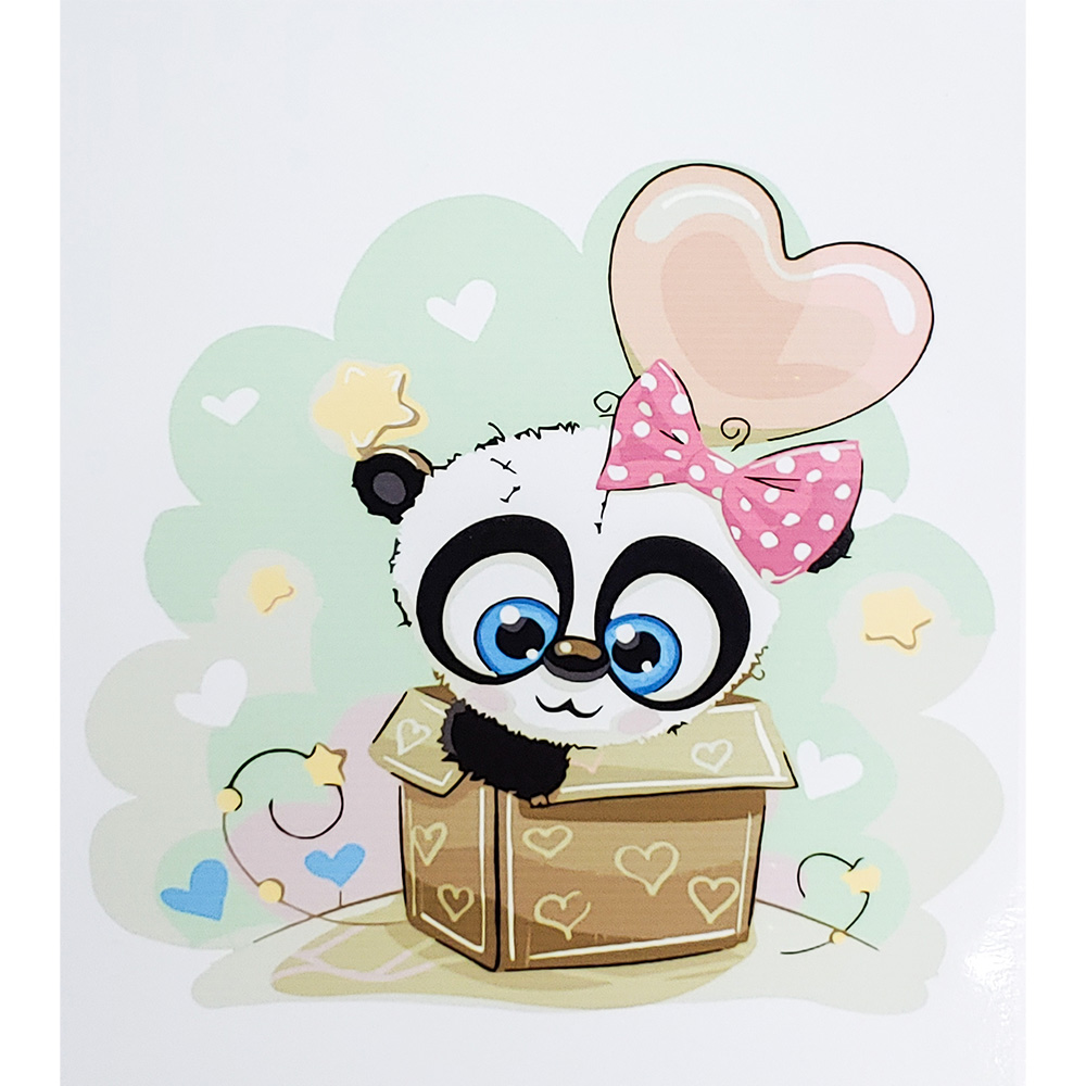 Картина по номерам Strateg ПРЕМИУМ Маленькая девочка панда с лаком размером 30х40 см (SS6667)