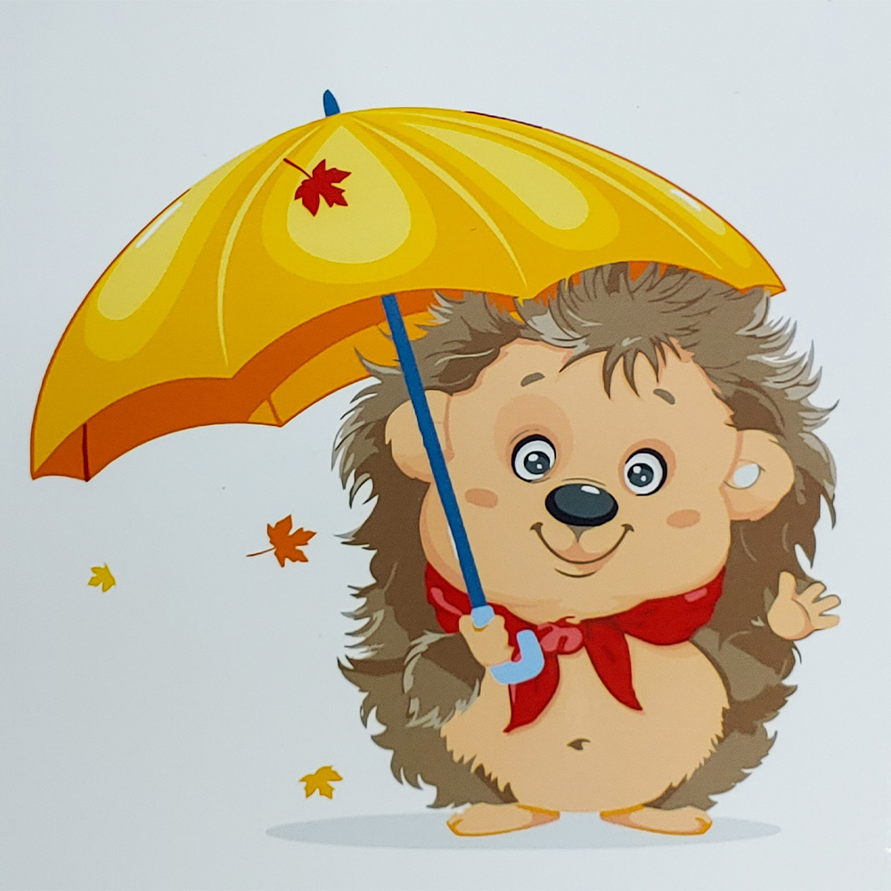 Картина по номерам Strateg ПРЕМИУМ Ёжик под зонтиком с лаком размером 30х40 см (SS6673)