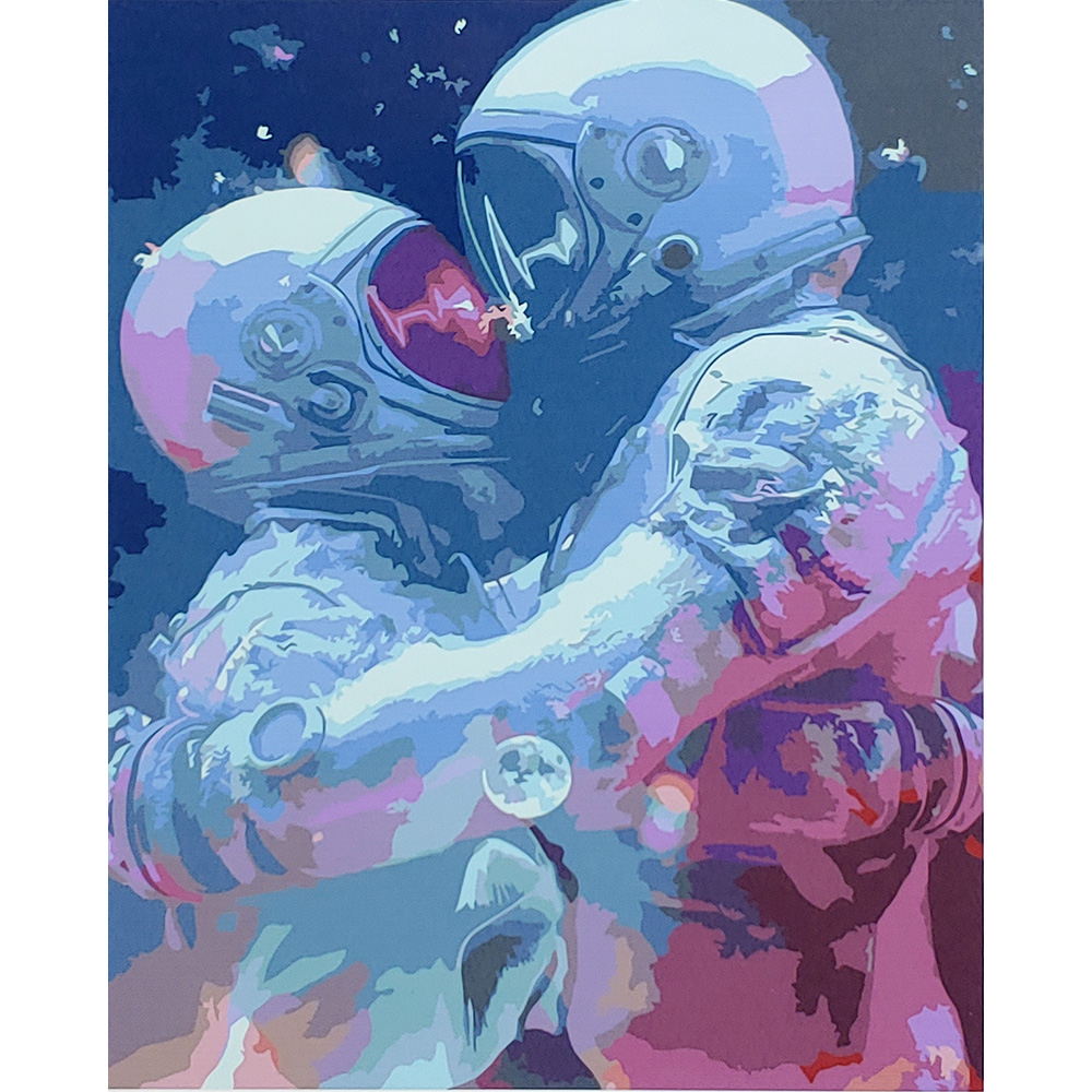 Картина за номерами Strateg ПРЕМІУМ Космічна любов з лаком розміром 40х50 см (SY6776)