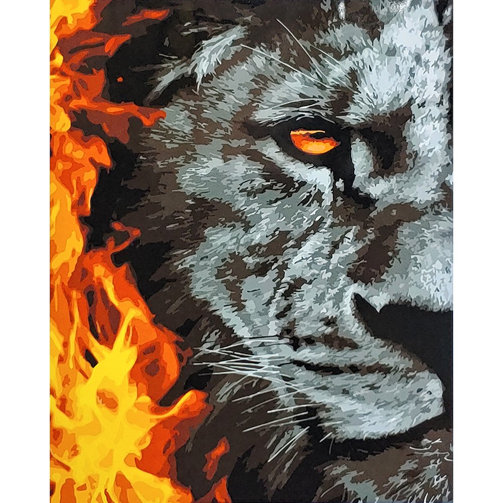 Картина за номерами Strateg ПРЕМІУМ Вогняний тигр з лаком розміром 40х50 см (SY6778)