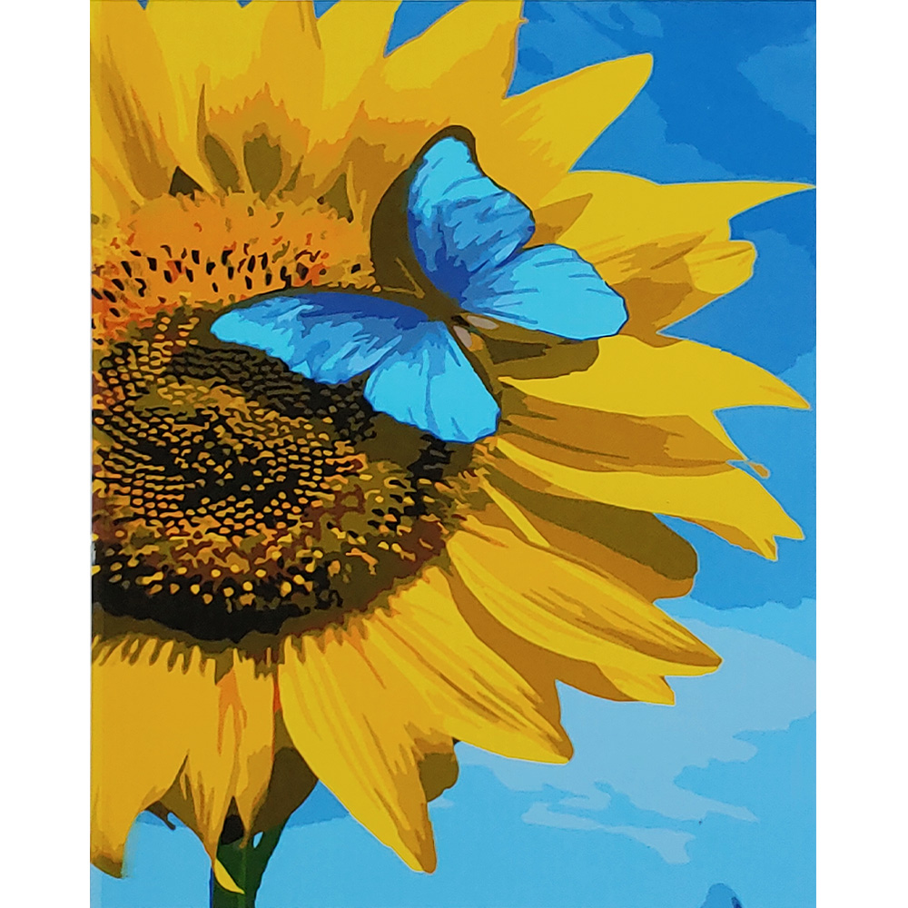 Paint by number Strateg PREMIUM Ukrainian sunflower with varnish and level size 40x50 cm (SY6832)