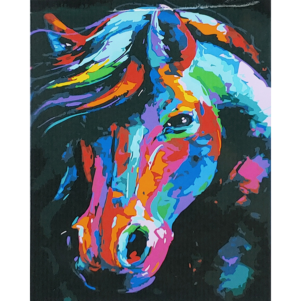 Картина за номерами Strateg ПРЕМІУМ Поп-арт кінь з лаком розміром 40х50 см (SY6836)