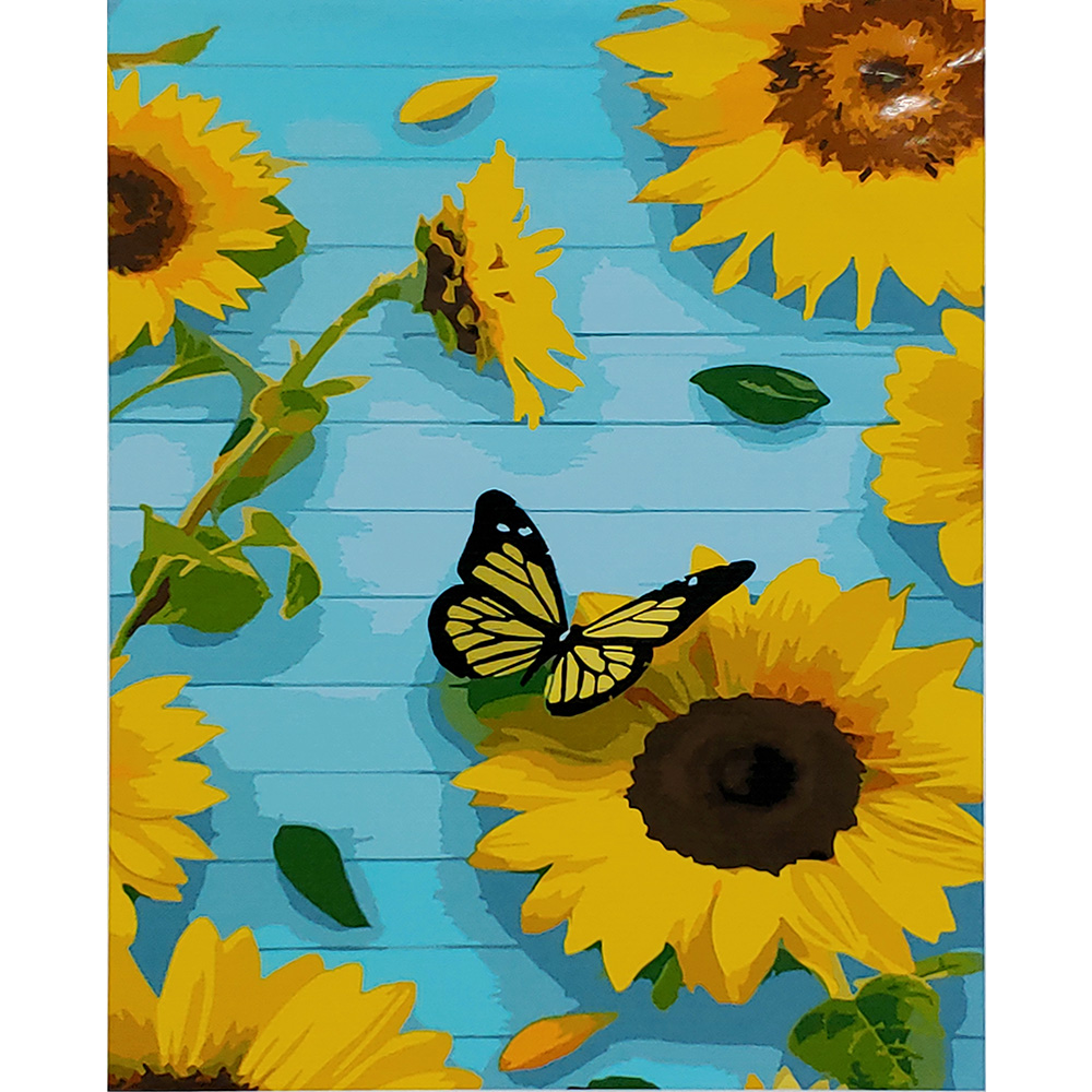 Картина за номерами Strateg ПРЕМІУМ Літні соняшники з лаком розміром 40х50 см (SY6839)