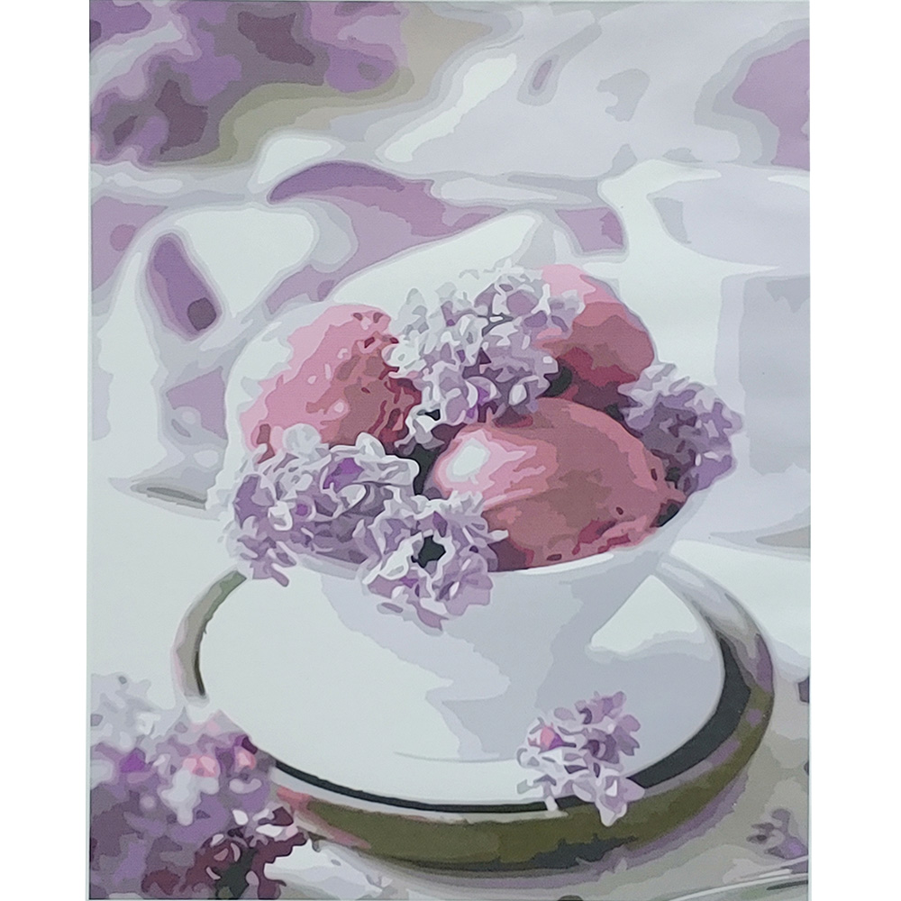 Paint by number Strateg PREMIUM Lilac ice cream with varnish and level size 40x50 cm (SY6845)
