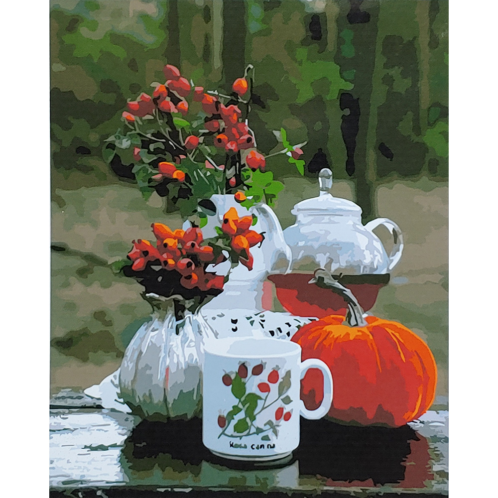 Paint by number Strateg PREMIUM Tea party in the forest with varnish and level size 40x50 cm (SY6859)