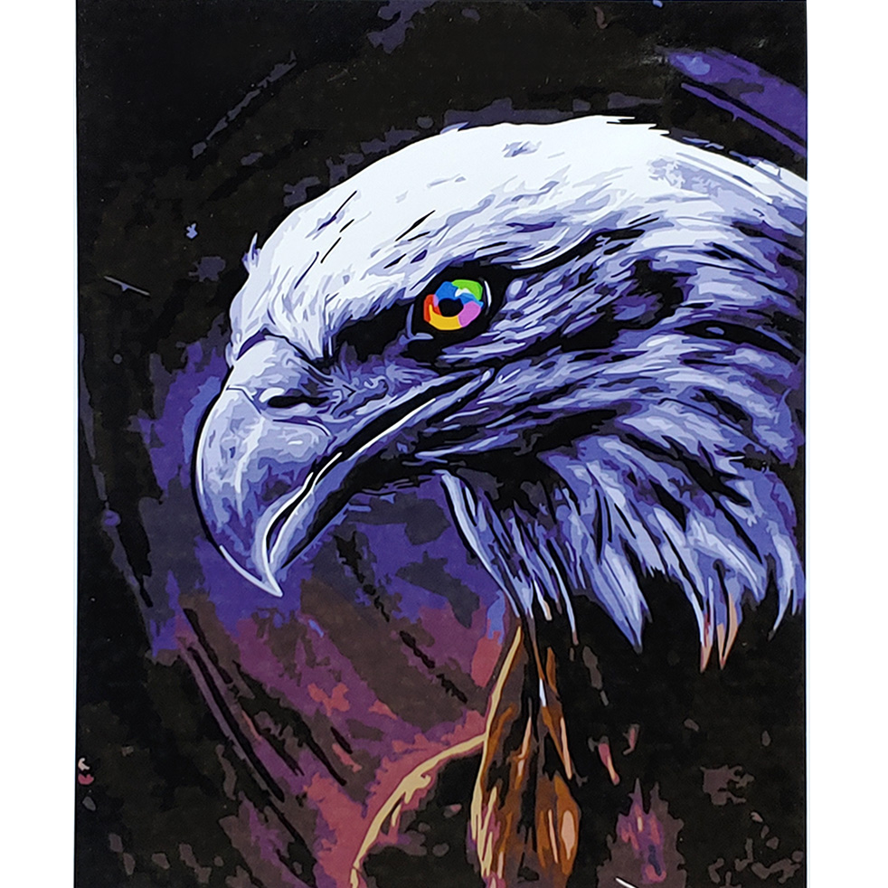 Картина за номерами Strateg ПРЕМІУМ Погляд орла з лаком розміром 40х50 см (SY6874)