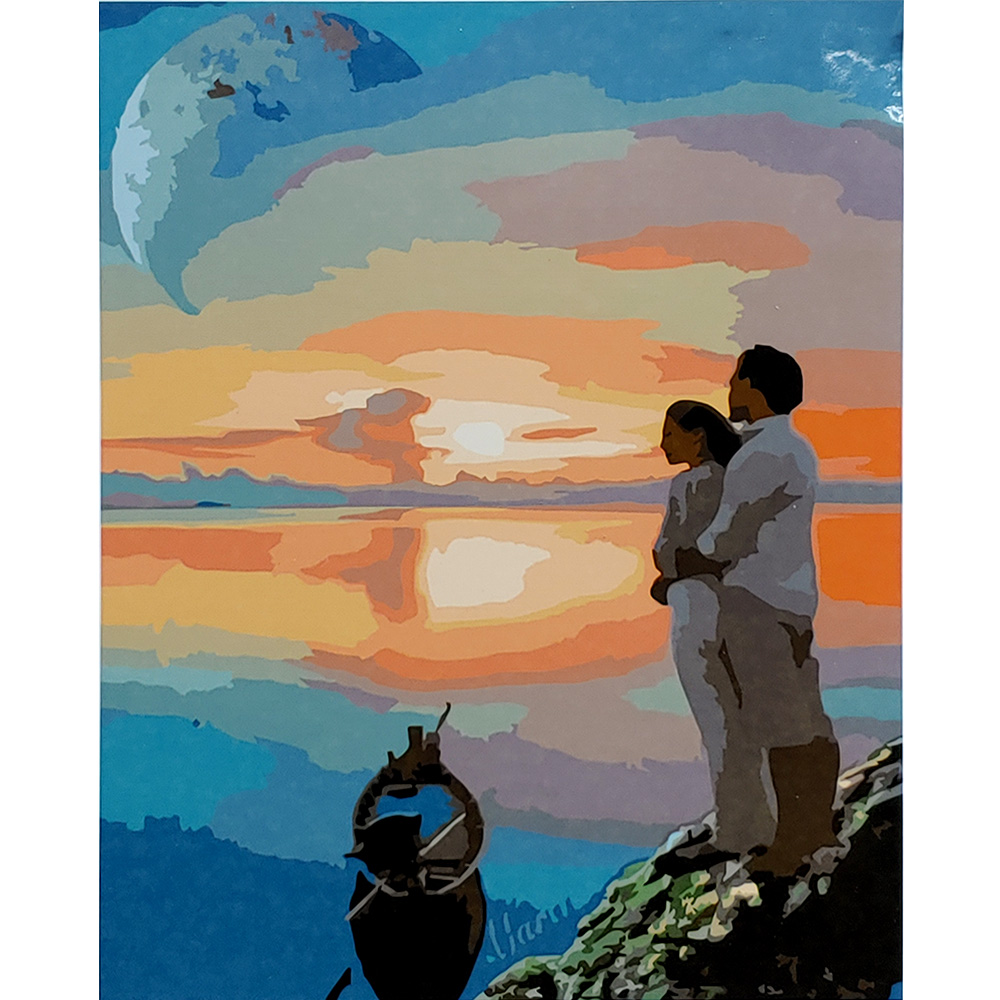 Картина за номерами Strateg ПРЕМІУМ Кохання на березі з лаком розміром 40х50 см (SY6878)