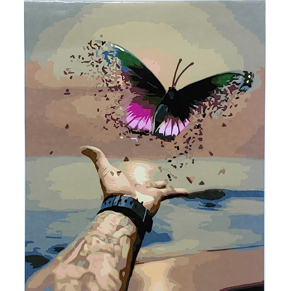 Paint by number Strateg PREMIUM Free butterfly with varnish and level size 40x50 cm (SY6889)
