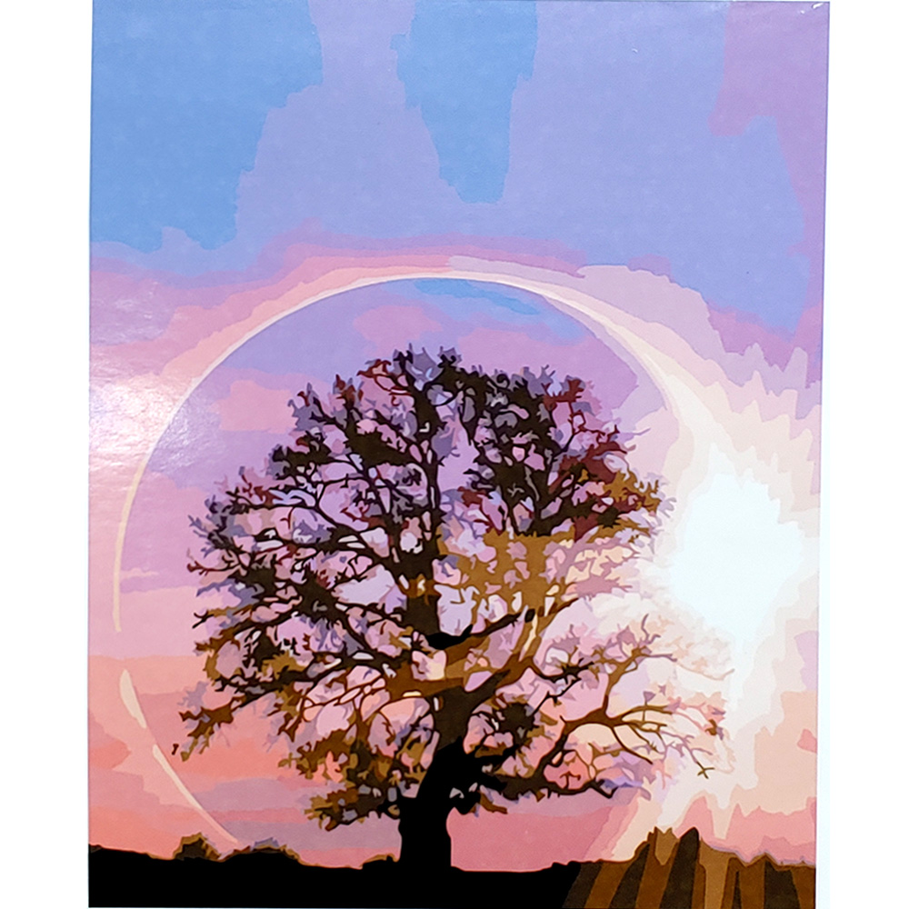 Paint by number Strateg PREMIUM Fantasy tree with varnish and level size 40x50 cm (SY6891)