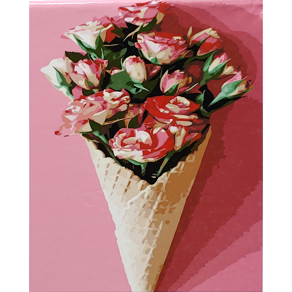 Картина за номерами Strateg ПРЕМІУМ Троянди в рожку з лаком розміром 40х50 см (SY6895)