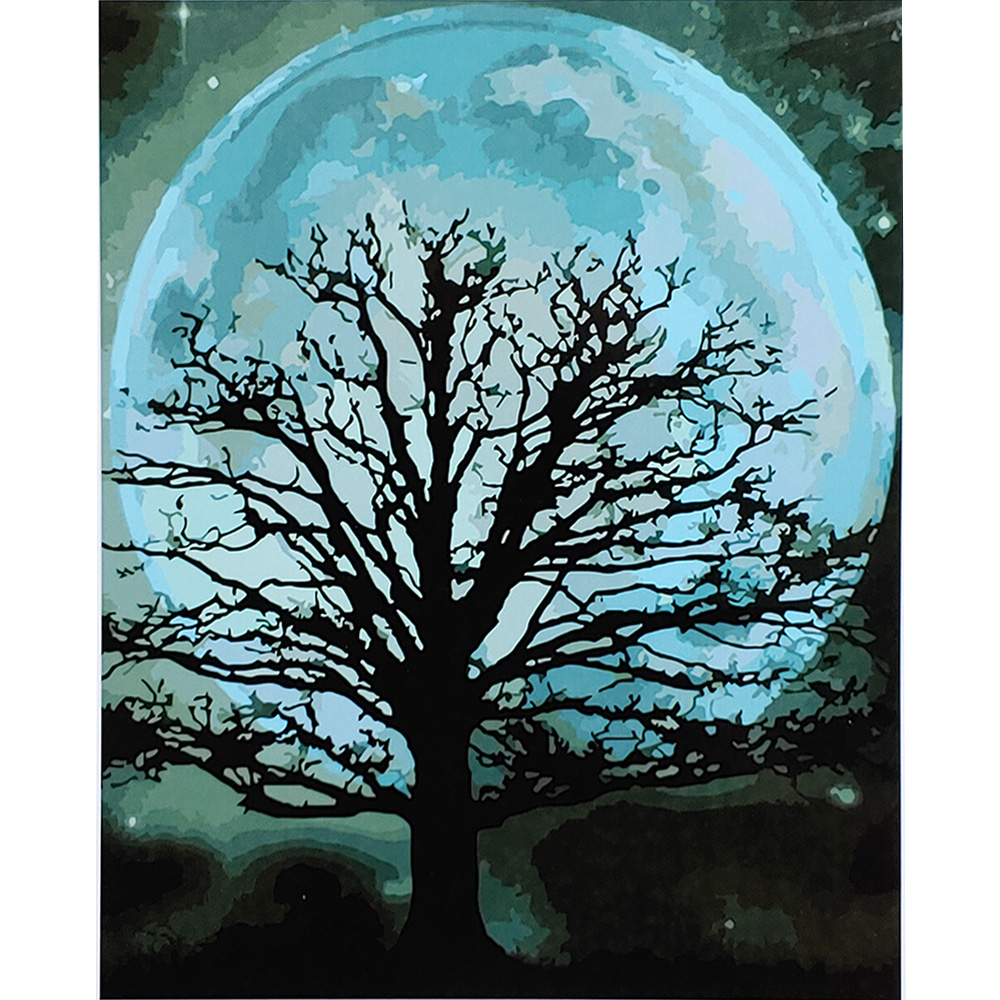 Картина за номерами Strateg ПРЕМІУМ Місячне деревоStrateg розміром 40х50 см (SY6897)