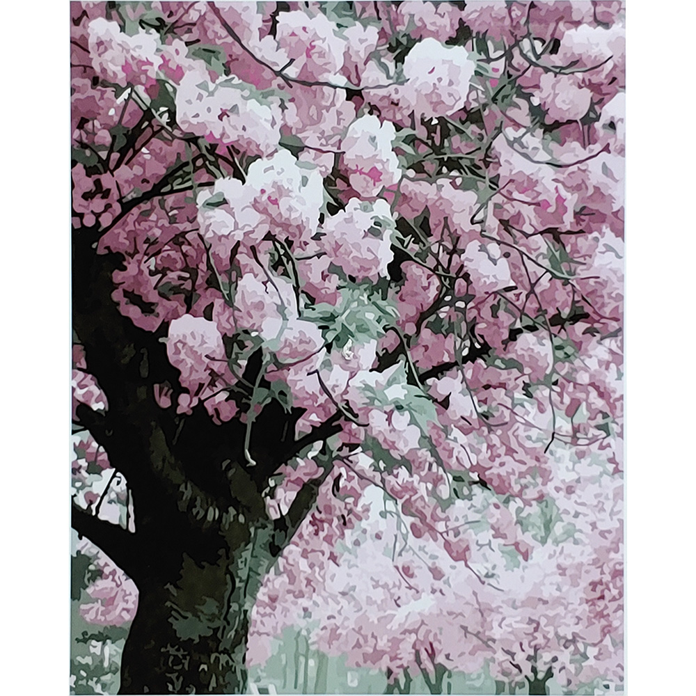 Paint by number Strateg PREMIUM Flowering tree with varnish and level size 40x50 cm (SY6898)