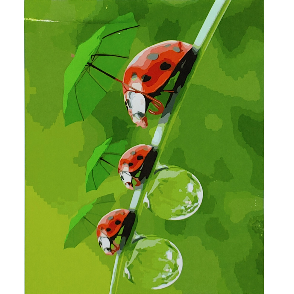 Paint by number Strateg PREMIUM Family of ladybugs with varnish and level size 40x50 cm (SY6901)