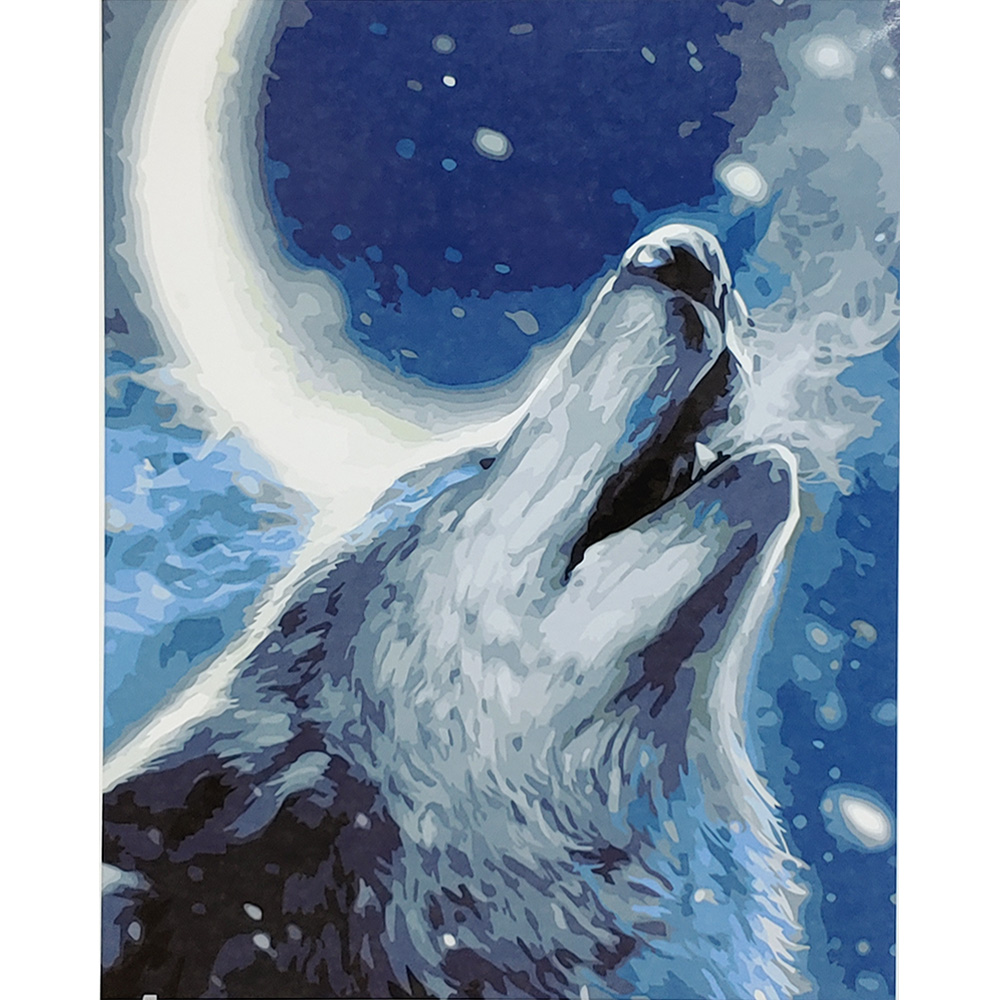 Картина за номерами Strateg ПРЕМІУМ Голос вовка з лаком розміром 40х50 см (SY6923)