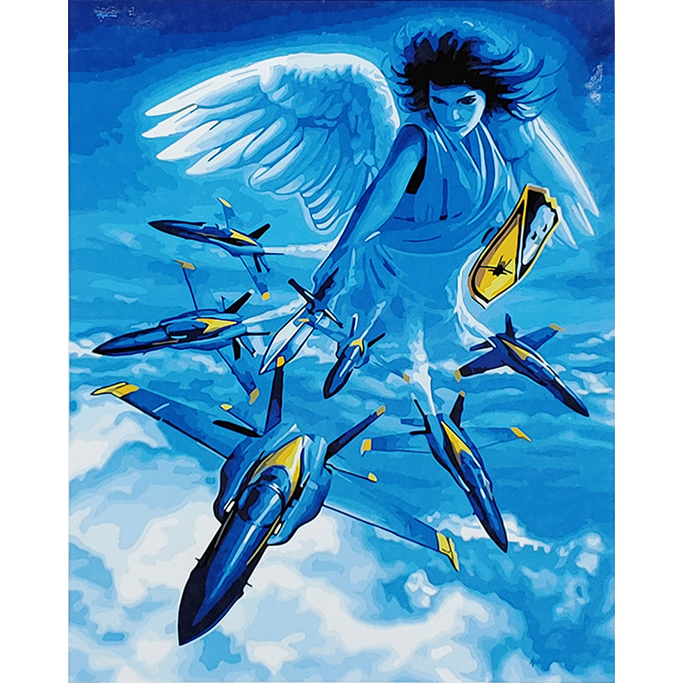 Paint by number Strateg PREMIUM Guardian angel of Ukraine with varnish and level size 40x50 cm (SY6933)