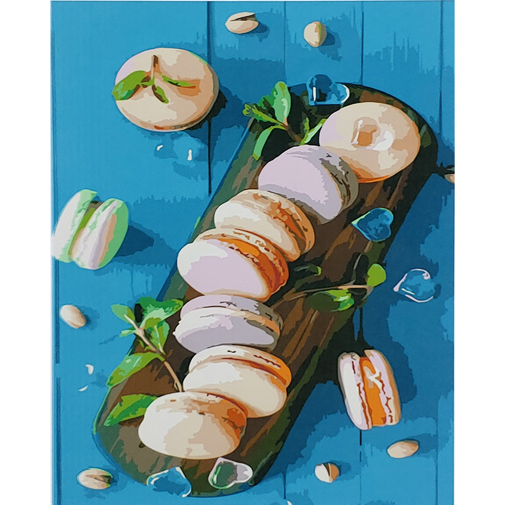 Paint by number Strateg PREMIUM Sweet macaroons with varnish and level size 40x50 cm (SY6831)