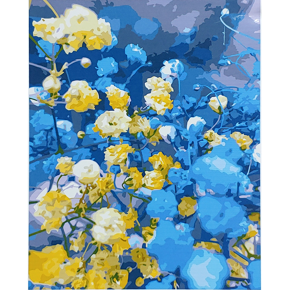Paint by number Strateg PREMIUM Patriotic gypsophila with varnish and level size 40x50 cm (SY6835)
