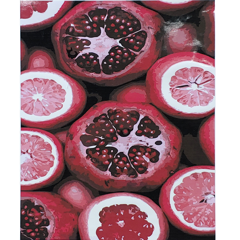 Malen nach Zahlen Strateg PREMIUM Granatapfel und Grapefruit mit Lack Größe 40x50 cm (SY6846)