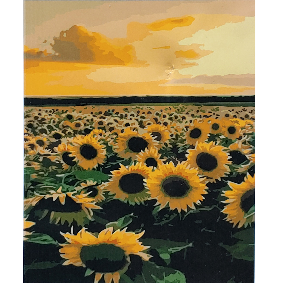 Картина за номерами Strateg ПРЕМІУМ Вечірні соняшники з лаком розміром 40х50 см (SY6851)