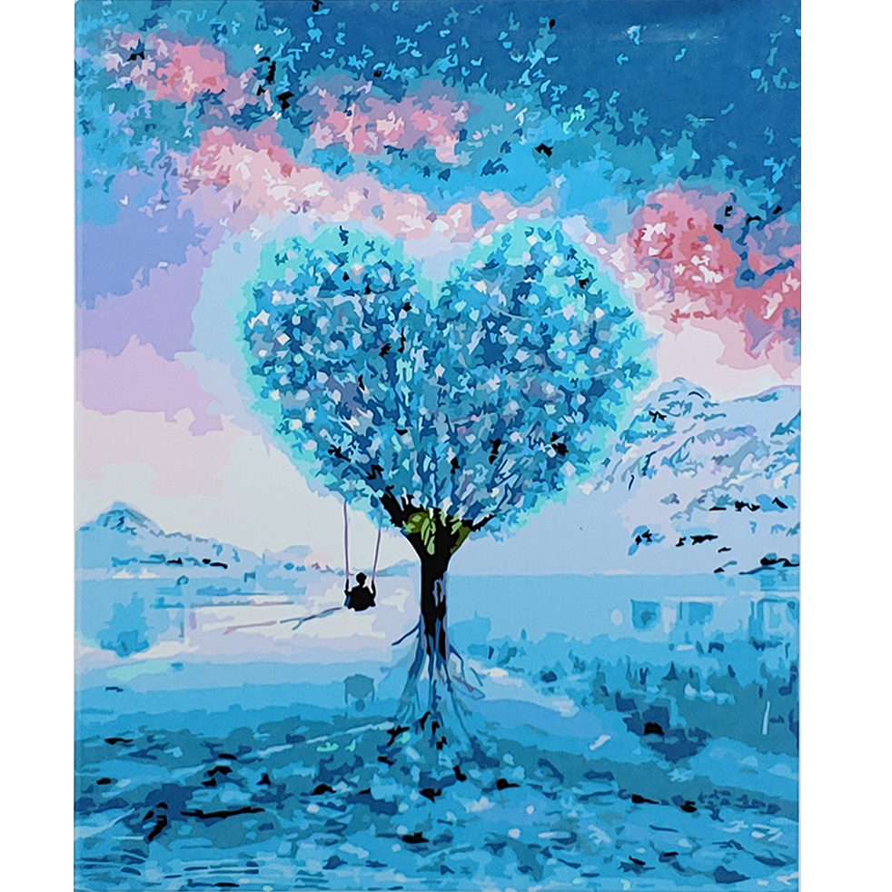 Картина за номерами Strateg ПРЕМІУМ Блакитна любов з лаком розміром 40х50 см (SY6885)