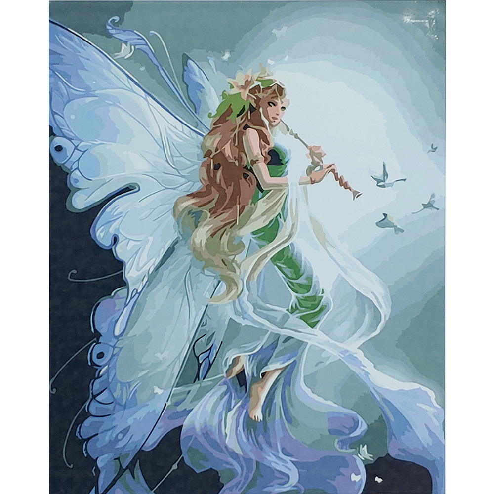 Картина за номерами Strateg ПРЕМІУМ Чарівна фея з лаком розміром 40х50 см (SY6887)