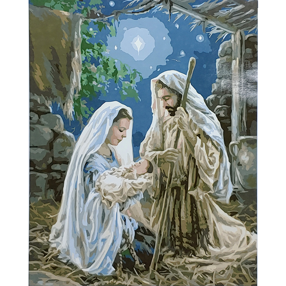 Картина за номерами Strateg ПРЕМІУМ Христос Народився з лаком розміром 40х50 см (SY6888)