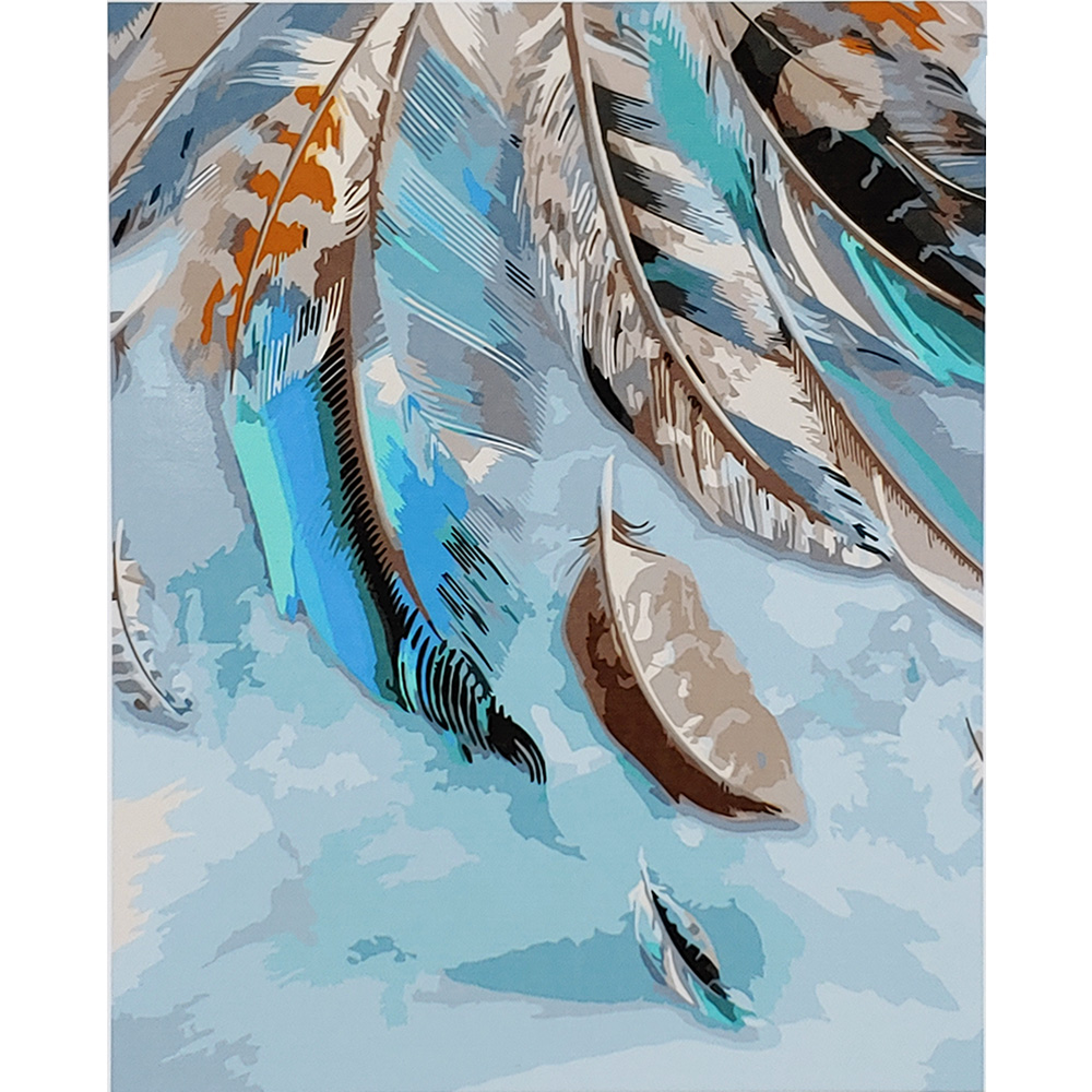 Картина по номерам Strateg ПРЕМИУМ Волшебные перья с лаком размером 40х50 см (SY6900)