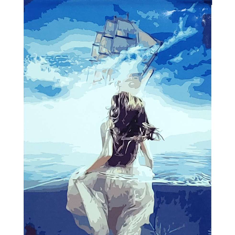Paint by number Strateg PREMIUM Waiting for the ship size 40x50 cm (GS032)