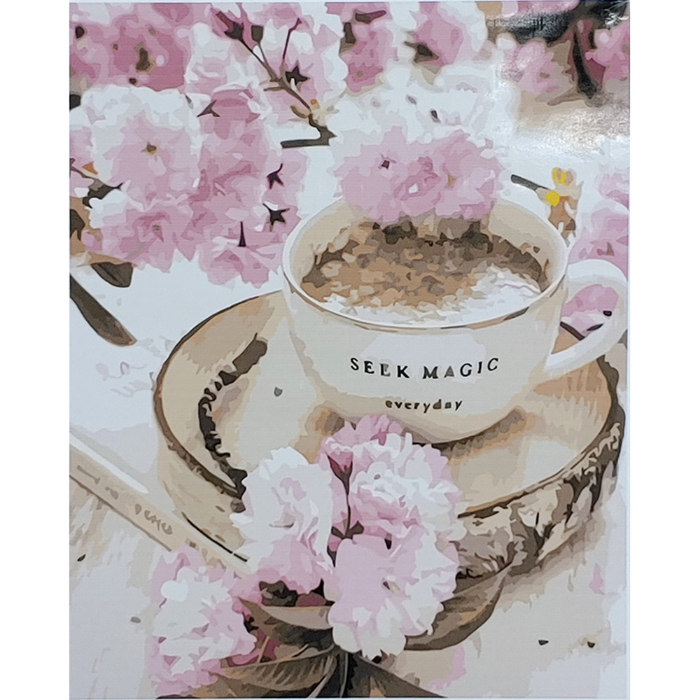 Картина за номерами Strateg ПРЕМІУМ Ранкова кава серед квітів розміром 40х50 см (GS108)