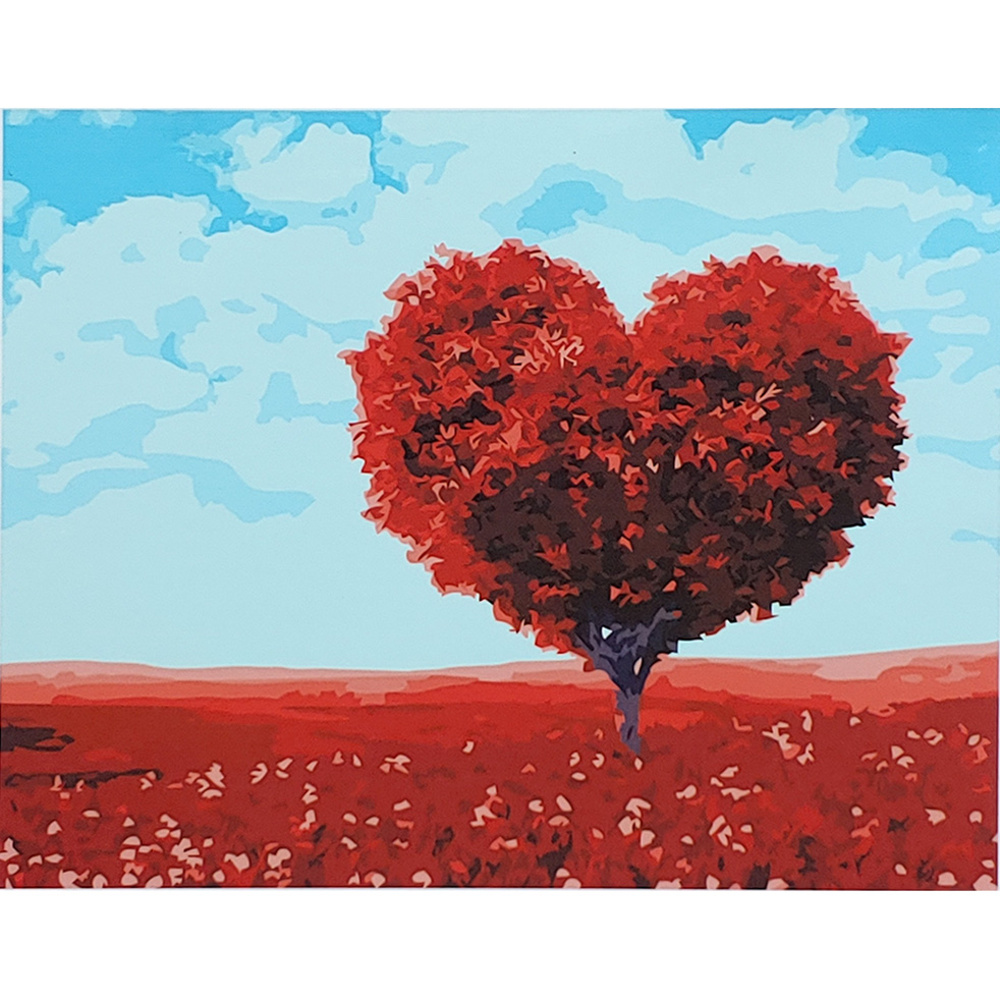 Картина за номерами Strateg ПРЕМІУМ Дерево-серце розміром 40х50 см (GS065)