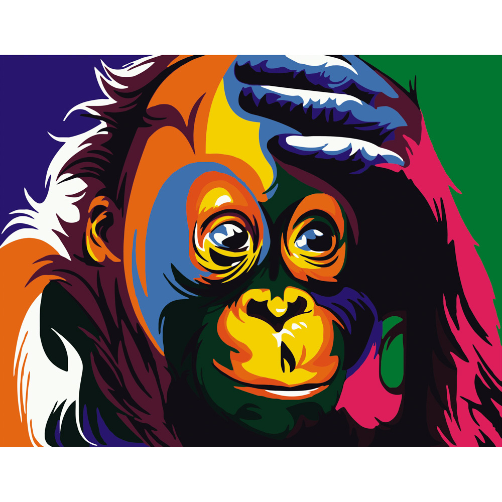 Картина за номерами Strateg ПРЕМІУМ Поп-арт мавпочка розміром 40х50 см (DY002)