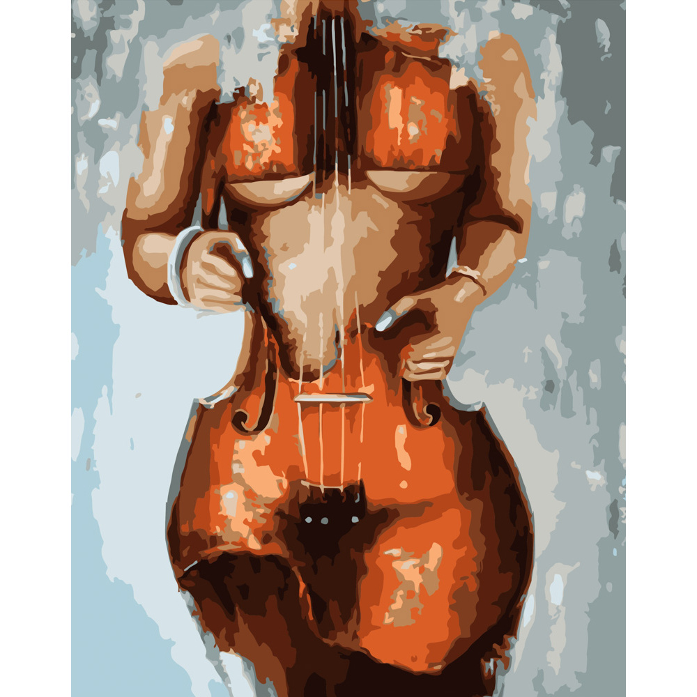 Картина за номерами Strateg ПРЕМІУМ Жінка-скрипка розміром 40х50 см (DY023)