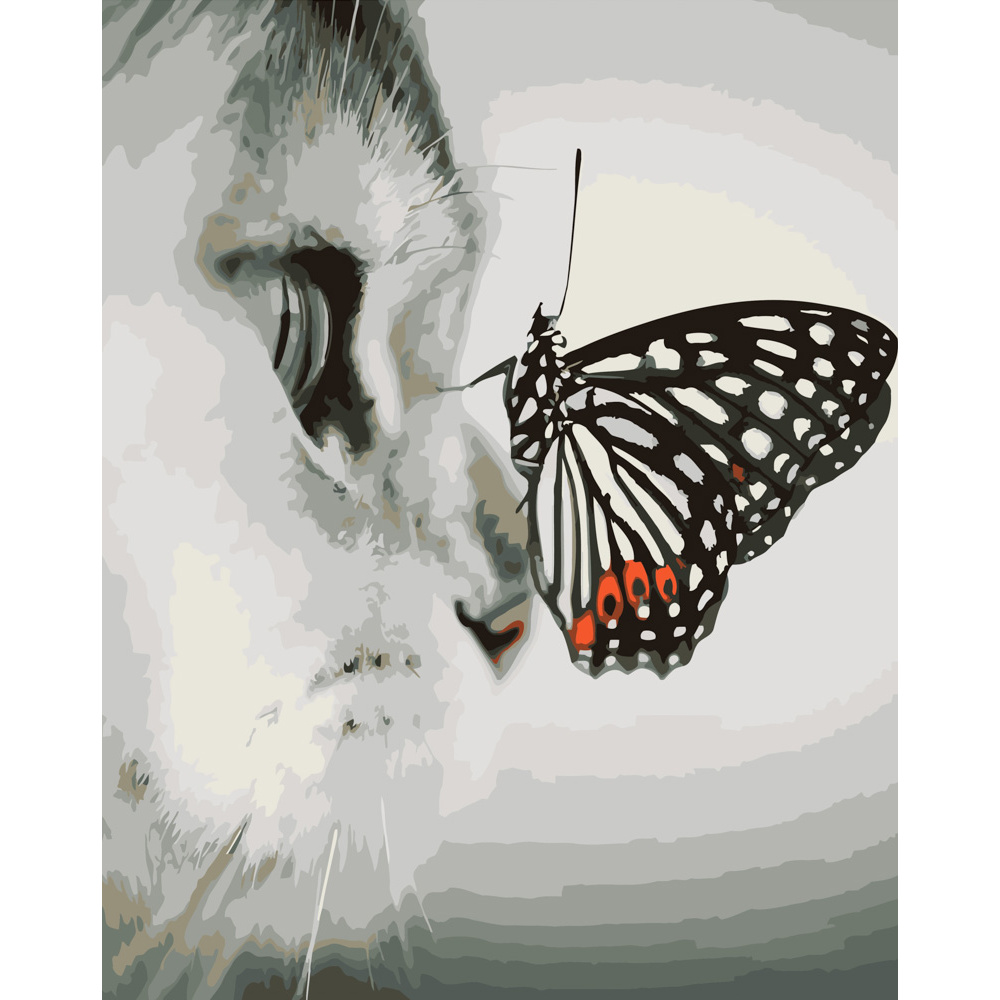 Картина за номерами Strateg ПРЕМІУМ Метелик на носику 2 розміром 40х50 см (DY033)