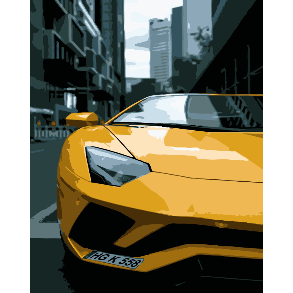 Картина за номерами Strateg ПРЕМІУМ Жовтий Lamborghini розміром 40х50 см (DY038)