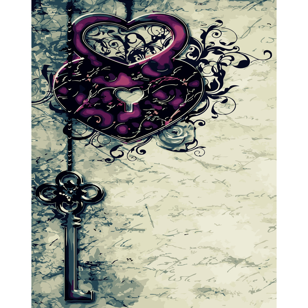 Картина за номерами Strateg ПРЕМІУМ Ключ від серця розміром 40х50 см (DY055)