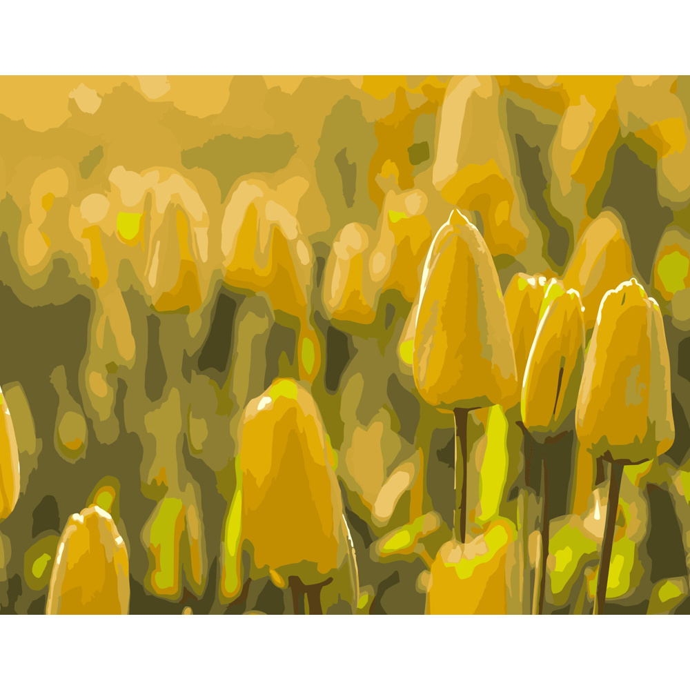 Paint by numbers Strateg PREMIUM  Yellow tulips size 40x50 cm  (DY090)