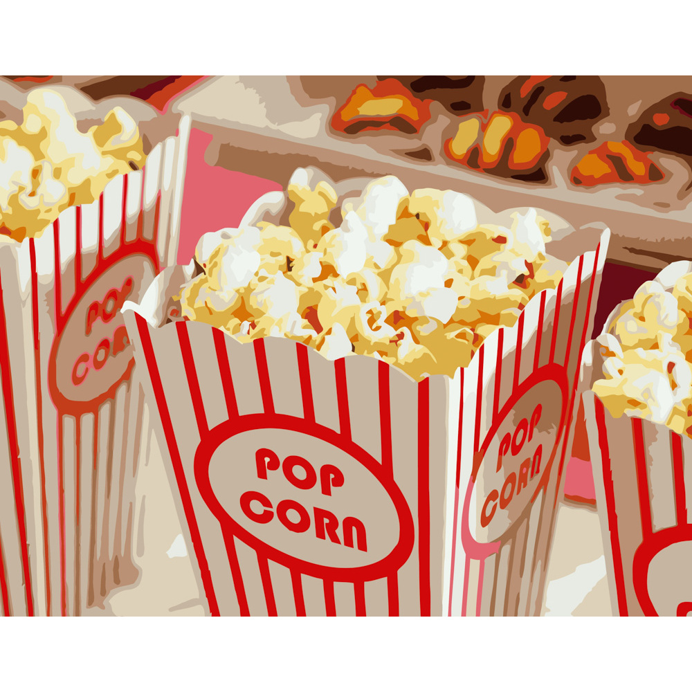 Malen nach Zahlen Strateg PREMIUM Popcorn Größe 40x50 cm (DY091)