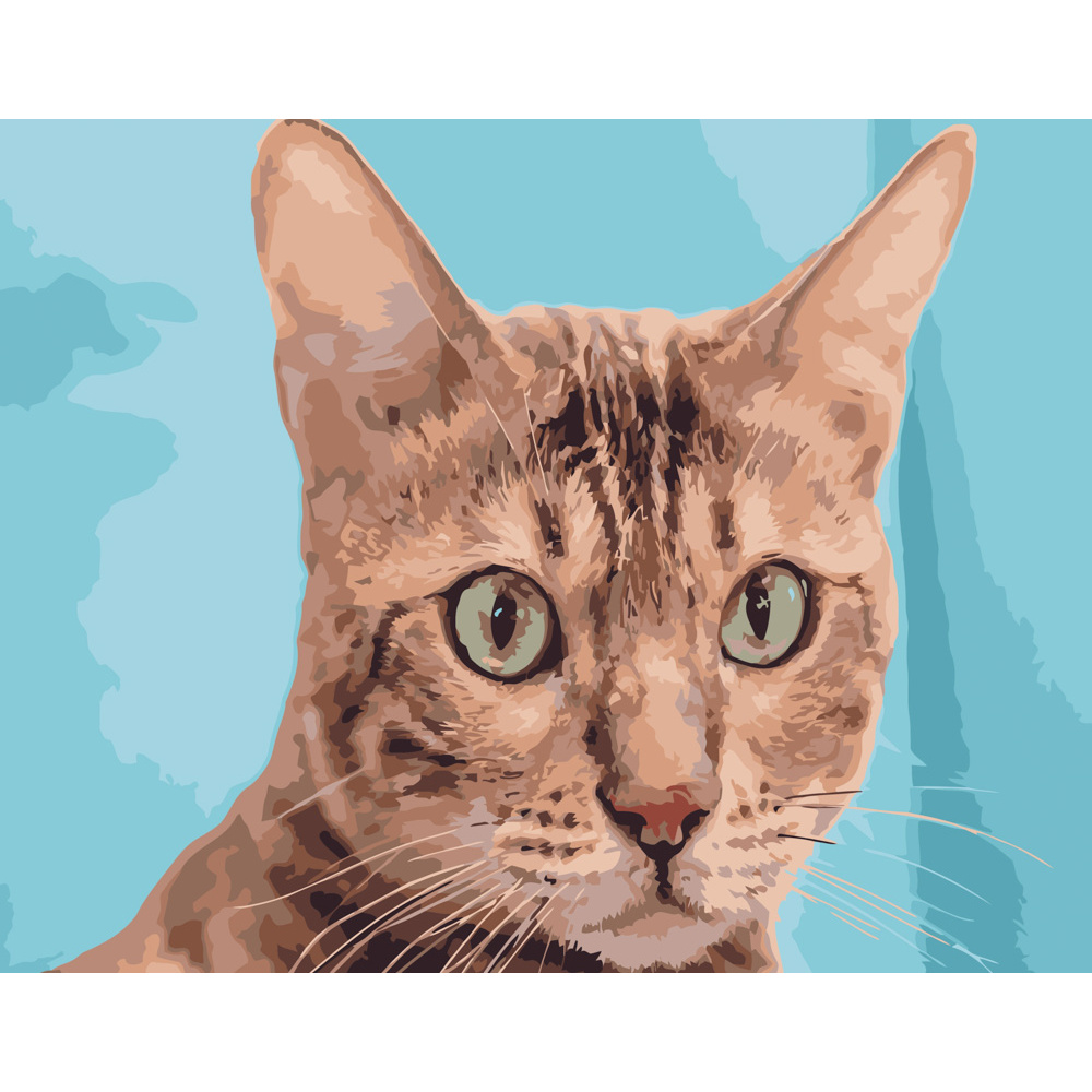 Картина за номерами Strateg ПРЕМІУМ Зеленоокий кіт розміром 40х50 см (DY097)