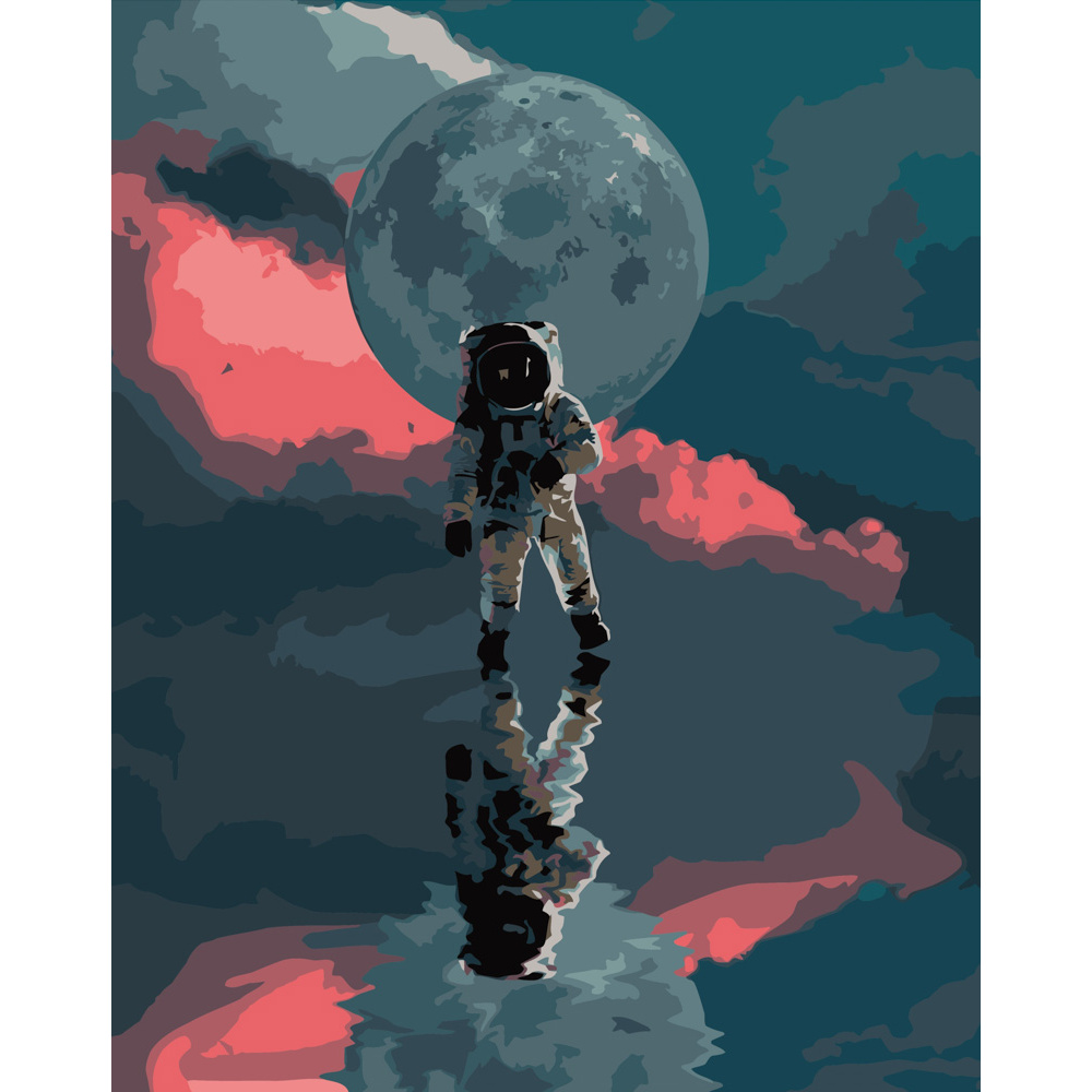 Картина за номерами Strateg ПРЕМІУМ Космонавт за хмарами розміром 40х50 см (DY098)