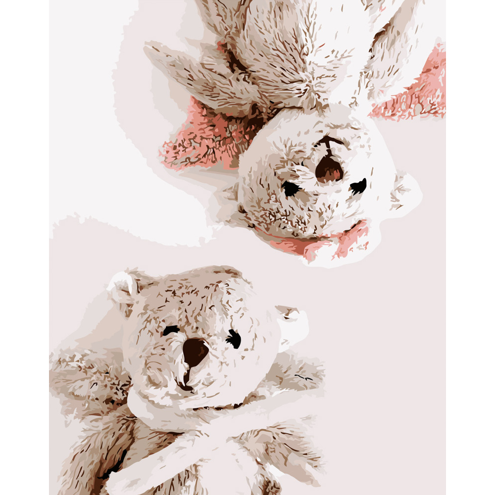 Malen nach Zahlen Strateg PREMIUM Weiche Teddybären Größe 40x50 cm (DY127)